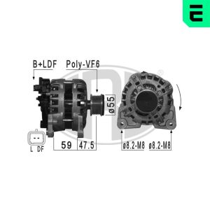 Alternator ERA 209035A DACIA LOGAN (LS_) 1,598 cmc (K4M 696) Benzina/Etanol 105 ERA 209035A