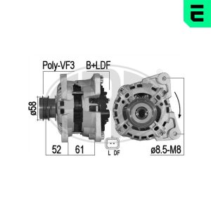 Alternator ERA 209522A DACIA LOGAN MCV II 1,149 cmc (D4F 734) Benzina/Autogaz (GPL) 75 ERA 209522A