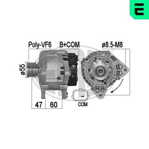 Alternator ERA 209545A DACIA LOGAN MCV II 1,461 cmc (K9K 626, K9K 612) diesel 75 ERA 209545A