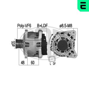 Alternator ERA 209546A DACIA LOGAN II 1,461 cmc (K9K 626, K9K 612, K9K 872) diesel 75 ERA 209546A