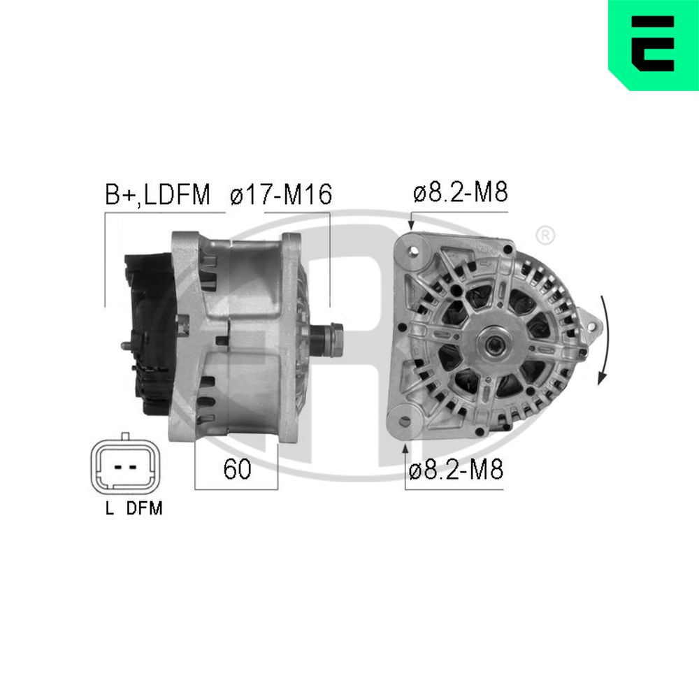 Alternator ERA 210280A DACIA SANDERO 1,461 cmc (K9K 792) diesel 68 ERA 210280A