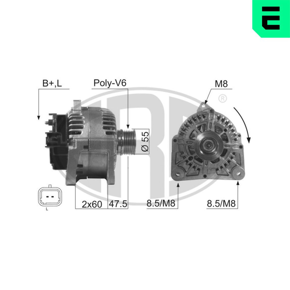 Alternator ERA 210511A DACIA DUSTER (HS_) 1,598 cmc (K4M 606, K4M 646) benzina 105 ERA 210511A