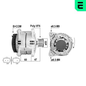 Alternator ERA 210705A DACIA LODGY (JS_) 1,461 cmc (K9K 872, K9K 876) diesel 95 ERA 210705A