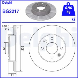 Disc frana DELPHI BG2217 DACIA LOGAN (LS_) 1,461 cmc (K9K 790) diesel 65 DELPHI BG2217