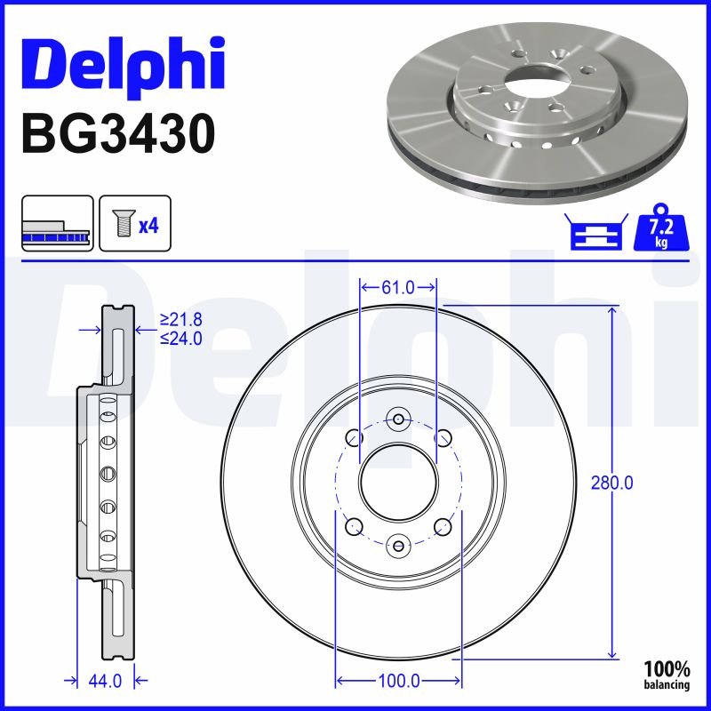 Disc frana DELPHI BG3430 DACIA DOKKER microbus (KE_) 1,197 cmc (H5F 402, H5F 408) benzina 115 DELPHI BG3430