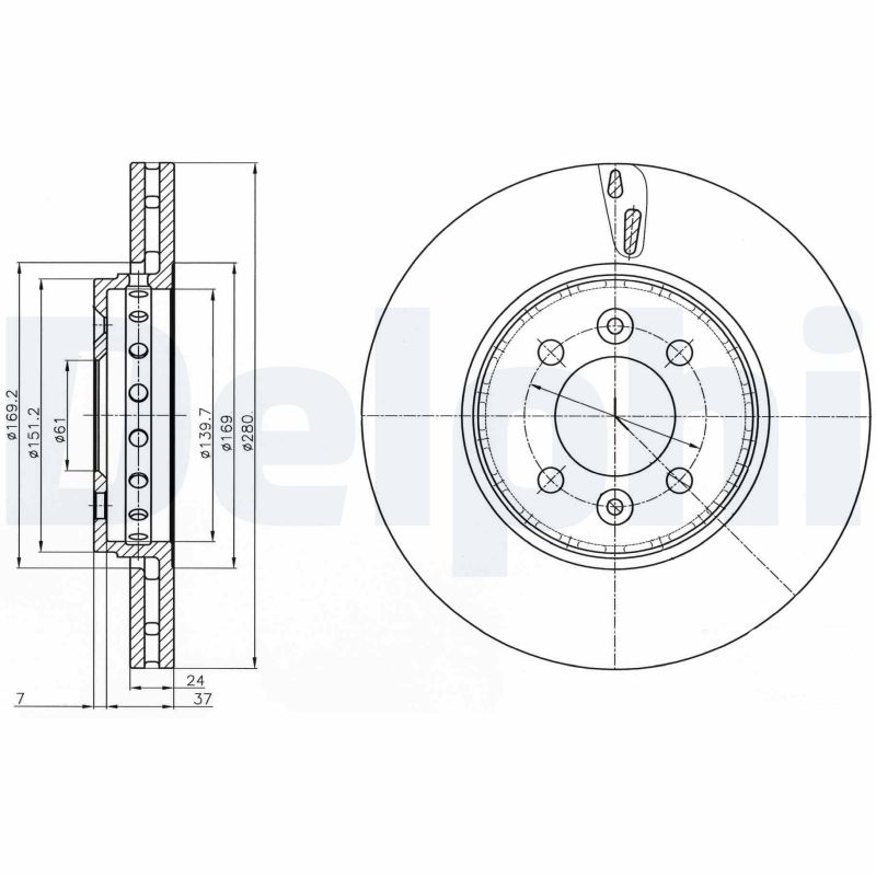 Disc frana DELPHI BG4536C DACIA DOKKER microbus (KE_) 1,598 cmc (H4M 740) Benzina/Autogaz (GPL) 102 DELPHI BG4536C