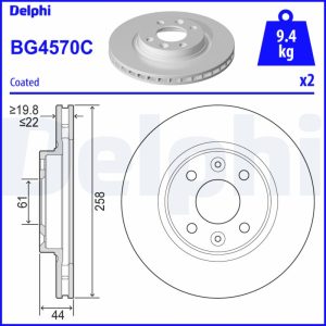 Disc frana DELPHI BG4570C DACIA LOGAN II 898 cmc (H4B 400, H4B 412, H4B 408) benzina 90 DELPHI BG4570C
