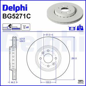 Disc frana DELPHI BG5271C DACIA JOGGER (RK_) 999 cmc (H5D 490) benzina 110 DELPHI BG5271C