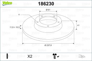 Disc frana VALEO 186230