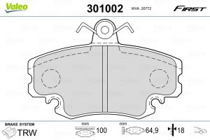 Set placute frana VALEO 301002