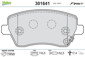 Set placute frana VALEO 301641