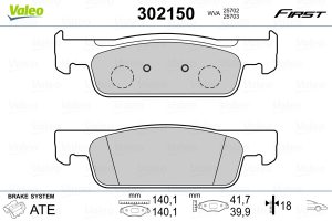 Set placute frana VALEO 302150