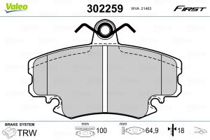Set placute frana VALEO 302259