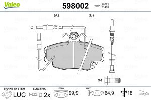 Set placute frana VALEO 598002