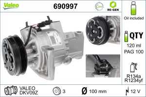 Compresor climatizare VALEO 690997 DACIA LOGAN MCV II 998 cmc (B4D 401, B4D 400) benzina 73 VALEO 690997
