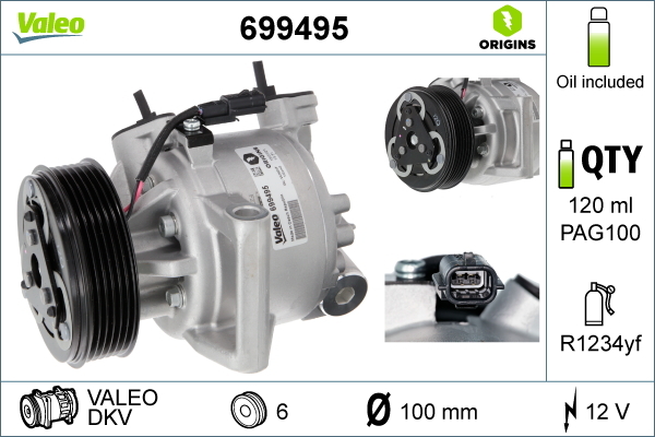 Compresor climatizare VALEO 699495 DACIA DUSTER (HM_) 1,461 cmc (K9K 658) diesel 109 VALEO 699495