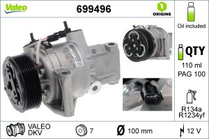 Compresor climatizare VALEO 699496 DACIA DUSTER (HM_) 999 cmc (H4D 450, H4D 460) benzina 101 VALEO 699496