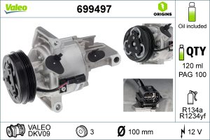 Compresor climatizare VALEO 699497 DACIA LOGAN MCV II 998 cmc (B4D 401, B4D 400) benzina 73 VALEO 699497