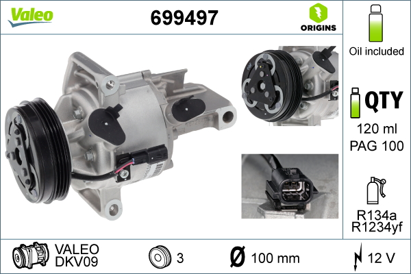 Compresor climatizare VALEO 699497 DACIA LOGAN II 998 cmc (B4D 401, B4D 400) benzina 73 VALEO 699497