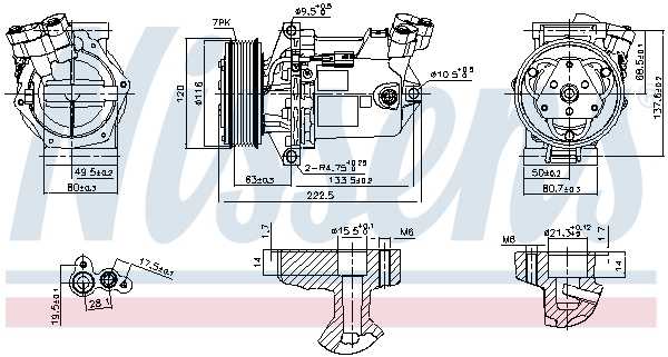Compresor climatizare NISSENS 890042 DACIA DOKKER microbus (KE_) 1,332 cmc (H5H 470) benzina 102 NISSENS 890042