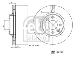 Disc frana FEBI BILSTEIN 196212 DACIA LOGAN pick-up (US_) 1,461 cmc (K9K 792) diesel 68 FEBI BILSTEIN 196212