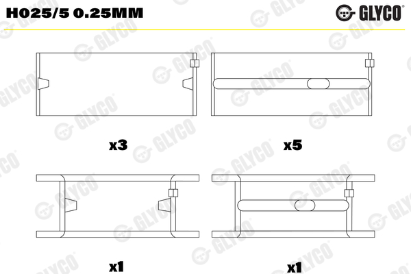 Cuzineti arbore cotit GLYCO H025/5 0.25mm DACIA 1325 1,588 cmc diesel 69 GLYCO H025/5 0.25mm