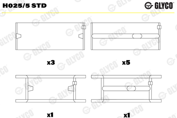Cuzineti arbore cotit GLYCO H025/5 STD DACIA 1325 1,588 cmc diesel 69 GLYCO H025/5 STD