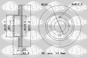 Disc frana SASIC 6104049 DACIA LOGAN II 1,149 cmc (D4F 734) Benzina/Autogaz (GPL) 75 SASIC 6104049