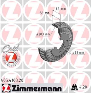 Tambur frana ZIMMERMANN 405.4103.20