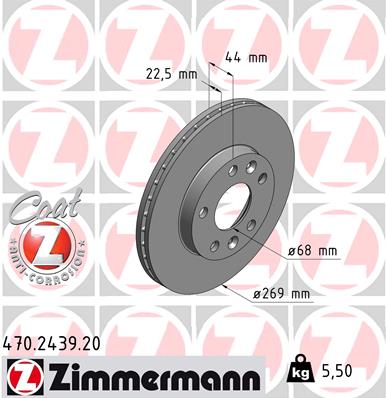 Disc frana ZIMMERMANN 470.2439.20 DACIA DUSTER (HS_) 1,461 cmc (K9K 896, K9K 898) diesel 107 ZIMMERMANN 470.2439.20
