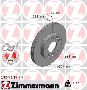 Disc frana ZIMMERMANN 470.2439.20 DACIA DUSTER (HS_) 1,598 cmc (K4M 696) Benzina/Etanol 105 ZIMMERMANN 470.2439.20