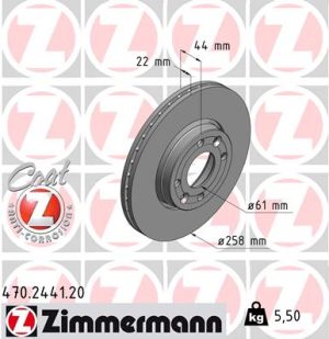 Disc frana ZIMMERMANN 470.2441.20 DACIA SANDERO III 999 cmc (H4D 470) Benzina/Autogaz (GPL) 91 ZIMMERMANN 470.2441.20