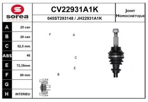 Cap planetara EAI CV22931A1K DACIA DUSTER (HS_) 1,598 cmc (K4M 606, K4M 646) benzina 105 EAI CV22931A1K