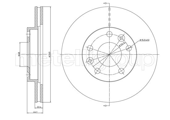 Disc frana METELLI 23-1288C DACIA DUSTER (HM_) 1,461 cmc (K9K 874) diesel 114 METELLI 23-1288C