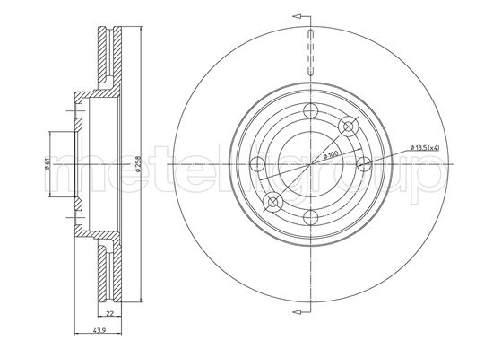 Disc frana METELLI 23-1342C DACIA LOGAN MCV II 998 cmc (B4D 401, B4D 400) benzina 73 METELLI 23-1342C