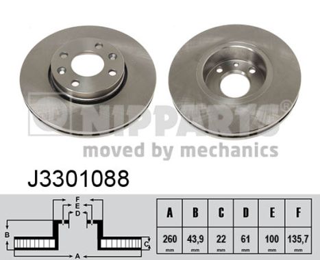 Disc frana NIPPARTS J3301088 DACIA LOGAN MCV (KS_) 1,461 cmc (K9K 892) diesel 75 NIPPARTS J3301088