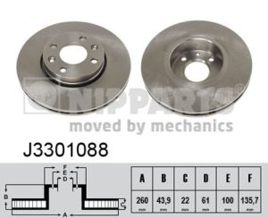 Disc frana NIPPARTS J3301088 DACIA LOGAN EXPRESS (FS_) 1,461 cmc (K9K 792) diesel 68 NIPPARTS J3301088