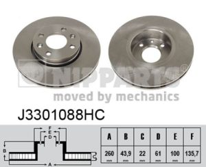 Disc frana NIPPARTS J3301088HC DACIA LOGAN pick-up (US_) 1,461 cmc (K9K 796) diesel 86 NIPPARTS J3301088HC