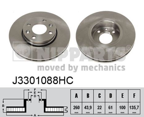 Disc frana NIPPARTS J3301088HC DACIA LOGAN EXPRESS (FS_) 1,461 cmc (K9K 892) diesel 88 NIPPARTS J3301088HC