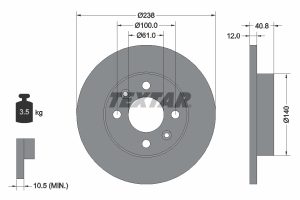 Disc frana TEXTAR 92036103 DACIA SANDERO 1,149 cmc (D4F 732) benzina 75 TEXTAR 92036103