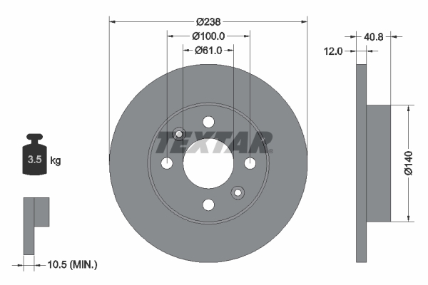 Disc frana TEXTAR 92036103 DACIA LOGAN (LS_) 1,149 cmc (D4F 734) Benzina/Autogaz (GPL) 75 TEXTAR 92036103