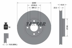 Disc frana TEXTAR 92119203 DACIA LOGAN pick-up (US_) 1,461 cmc (K9K 792) diesel 68 TEXTAR 92119203