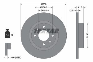 Disc frana TEXTAR 92175103 DACIA LOGAN II 1,149 cmc (D4F 734) Benzina/Autogaz (GPL) 75 TEXTAR 92175103