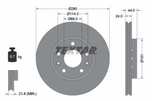 Disc frana TEXTAR 92195505 DACIA DOKKER microbus (KE_) 1,461 cmc (K9K 872) diesel 95 TEXTAR 92195505