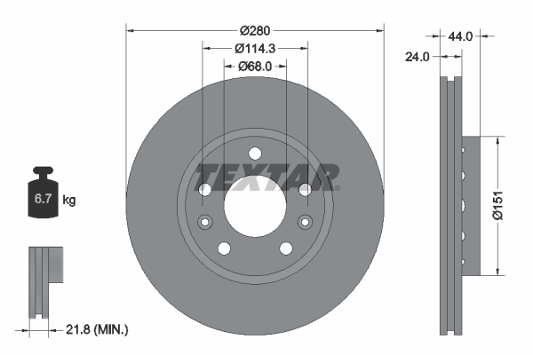 Disc frana TEXTAR 92195505 DACIA DUSTER AUTOUTILITARA/SUV 1,197 cmc (H5F 410) benzina 125 TEXTAR 92195505