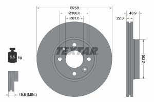 Disc frana TEXTAR 92241503 DACIA DOKKER PICK-UP 1,598 cmc (H4M 738) benzina 102 TEXTAR 92241503