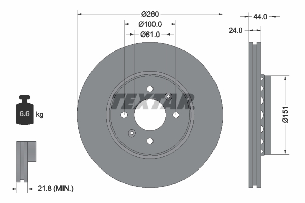 Disc frana TEXTAR 92254603 DACIA LODGY (JS_) 1,461 cmc (K9K 846, K9K 856) diesel 107 TEXTAR 92254603