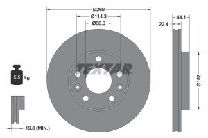 Disc frana TEXTAR 92272603 DACIA DUSTER (HM_) 1,461 cmc (K9K 872, K9K 876) diesel 95 TEXTAR 92272603