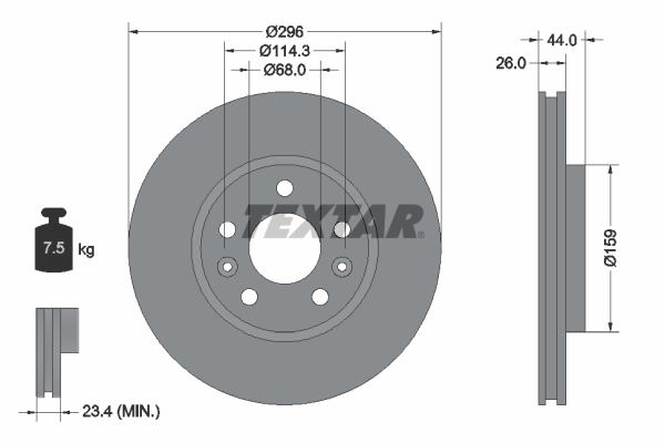 Disc frana TEXTAR 92300703 DACIA DUSTER (PYM_, PYN_) 1,199 cmc (H5F600) benzina/elector 131 TEXTAR 92300703
