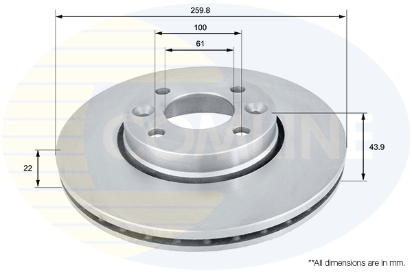 Disc frana COMLINE ADC0266V DACIA LOGAN EXPRESS (FS_) 1,461 cmc (K9K 796) diesel 86 COMLINE ADC0266V